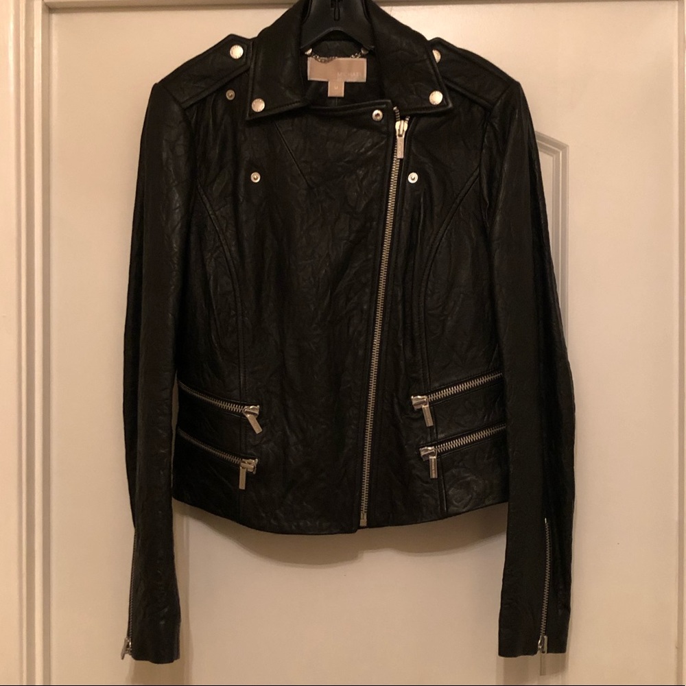 Michael Kors leather moto jacket